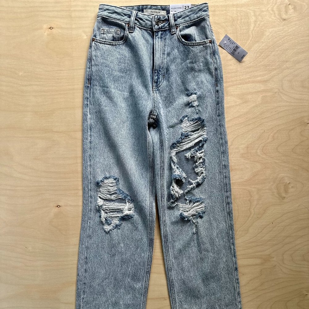 NWT PacSun 90s Boyfriend Distressed Light Wash Denim Jeans Pants Size 23